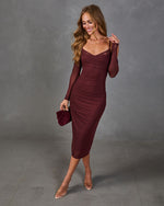 Fayden Mesh Lace Off the Shoulder Midi Dress