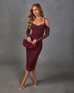 Fayden Mesh Lace Off the Shoulder Midi Dress