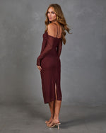 Fayden Mesh Lace Off the Shoulder Midi Dress