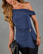 Salted Moonlight Wrap Off the Shoulder Top