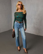 Ashen Lark Flocked Off The Shoulder Top