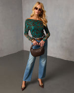 Ashen Lark Flocked Off The Shoulder Top