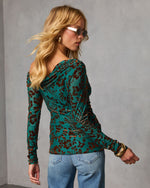 Ashen Lark Flocked Off The Shoulder Top