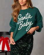 Santa Baby Script Graphic Sweater