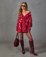 Twilight Garden Print Cardigan Mini Dress