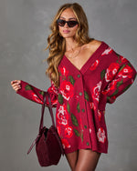 Twilight Garden Print Cardigan Mini Dress