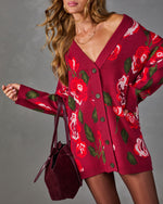 Twilight Garden Print Cardigan Mini Dress