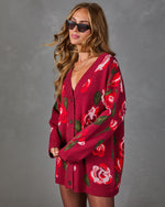 Twilight Garden Print Cardigan Mini Dress