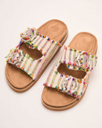 Brylee Textile Multi Color Stitch Buckle Sandals