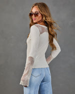 Morning Espresso Lace Trim Henley Top
