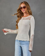 Morning Espresso Lace Trim Henley Top