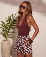 Seaside Spritz Plunging Halter Neck Bodysuit