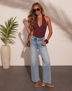 Seaside Spritz Plunging Halter Neck Bodysuit