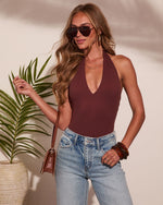 Seaside Spritz Plunging Halter Neck Bodysuit