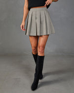 Harvest Shift Pleated Houndstooth Plaid Mini Skirt