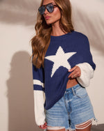 Starry Coast Graphic Color Block Star Sweater