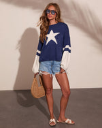 Starry Coast Graphic Color Block Star Sweater