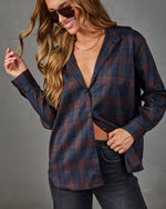 Crisp Charm Plaid Button Down Top
