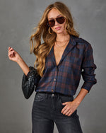 Crisp Charm Plaid Button Down Top