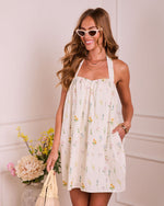 Airy Whisper Floral Halter Neck Mini Dress
