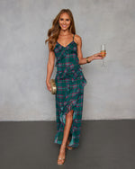 Jessara Ruffled Plaid Maxi Dress