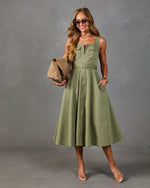Roaming Chic Cotton Belted Midi Dress