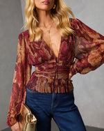 Afterglow Guest Printed Plisse Top