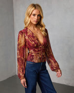 Afterglow Guest Printed Plisse Top