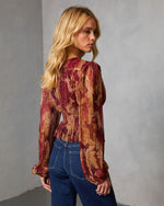 Afterglow Guest Printed Plisse Top