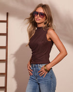 Gentle Start Ruched Mock Neck Top