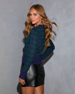 Navy Print % Chantal Houndstooth Pullover Sweater-4