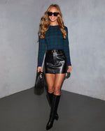 Navy Print % Chantal Houndstooth Pullover Sweater-2