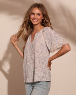 Shoreline Charm Eyelet Paisley Print Top