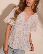 Shoreline Charm Eyelet Paisley Print Top