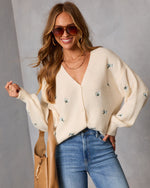 Garden Joy Knit Embroidered Sweater