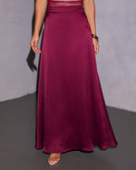 Wine % Elizabeth Satin Maxi Skirt-2