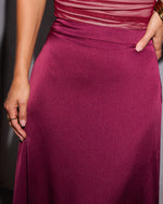 Wine % Elizabeth Satin Maxi Skirt-6
