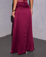 Wine % Elizabeth Satin Maxi Skirt-4