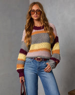 Multi % Harvest Feels Cropped Knit Sweater-5