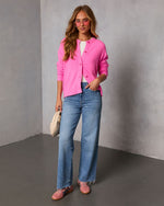 Hot Pink % Sweetly Prepped Knit Cardigan-2