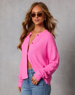 Hot Pink % Sweetly Prepped Knit Cardigan-3
