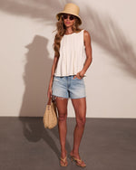 Shoreline Sweetie Knit Pleated Chiffon Top