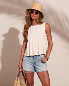 Shoreline Sweetie Knit Pleated Chiffon Top