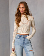 Cream % Slay Mode Abstract Open Knit Top-6