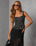 Rielle Lace Up Peplum Top