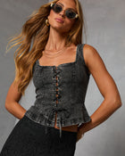 Rielle Lace Up Peplum Top