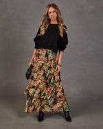 Autumn Whimsy Tiered Floral Maxi Skirt