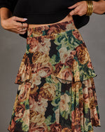 Autumn Whimsy Tiered Floral Maxi Skirt