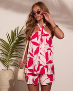 Summer Radiance Tropical Print Halter Neck Top