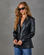 Cabernet Mood Faux Leather Single Button Blazer